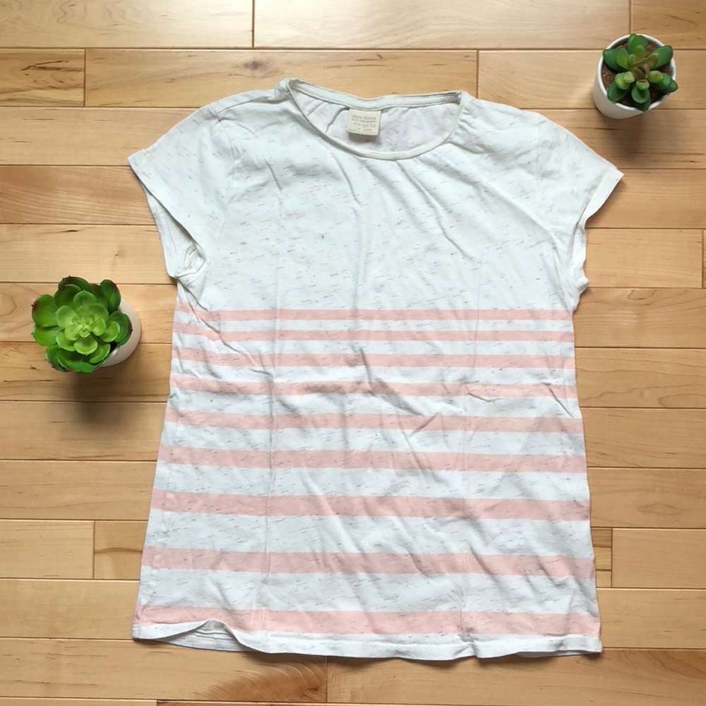 White and pink striped tee from Zara Girls